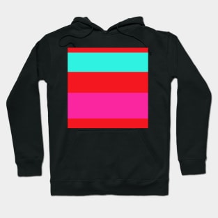 A solid palette of Cherry Red, Persian Rose, Metallic Yellow and Fluorescent Blue stripes. Hoodie